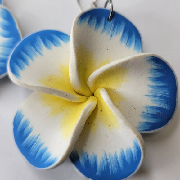 Blue and White Floral Earrings Light Flower Earrings - Picture 4 of 6